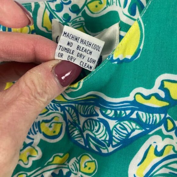 Lilly Pulitzer Vintage Green Turtle Print Dress Women's Size 8 - Picture 16 of 16